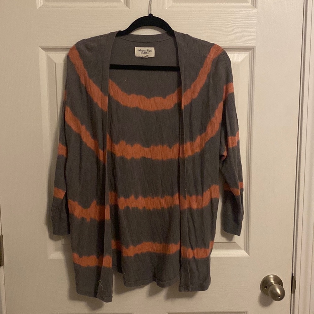 Grey and orange American Eagle cardigan.